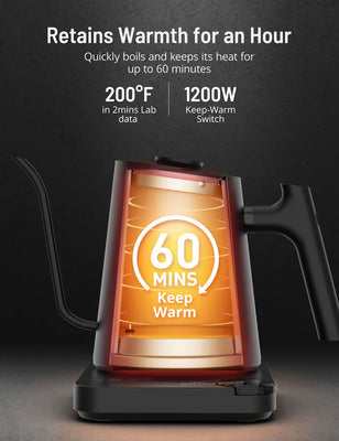 Paris Rhône Gooseneck Electric Kettle EK019, 4 Variable Presets1℉ Temperature，Control & LED Real-Time Temperature Display, 24H Keep Warm
