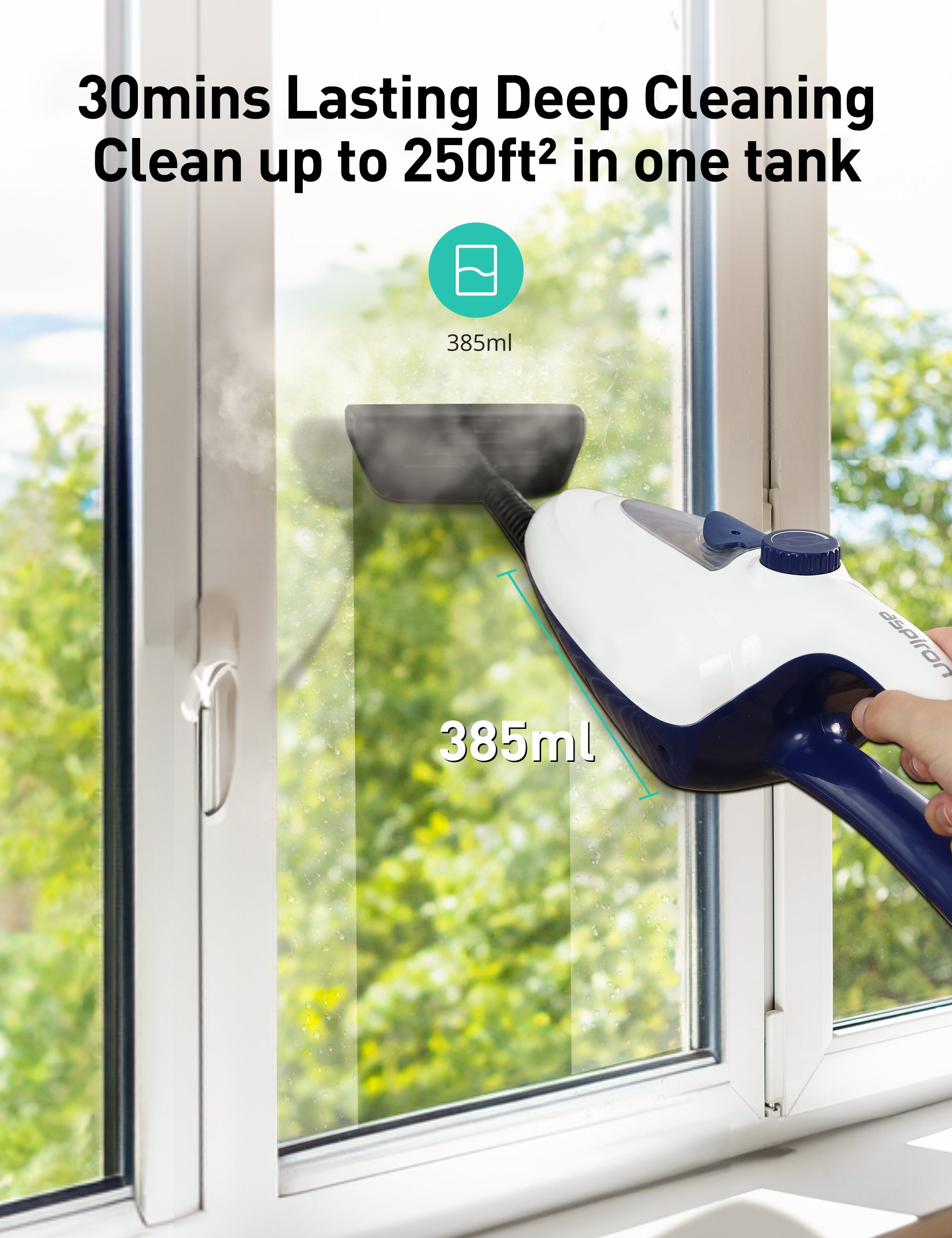 Professional Steam Mop CA039, 15-Second Fast Heating, Large 385ml Water Tank (Exhibit Only)