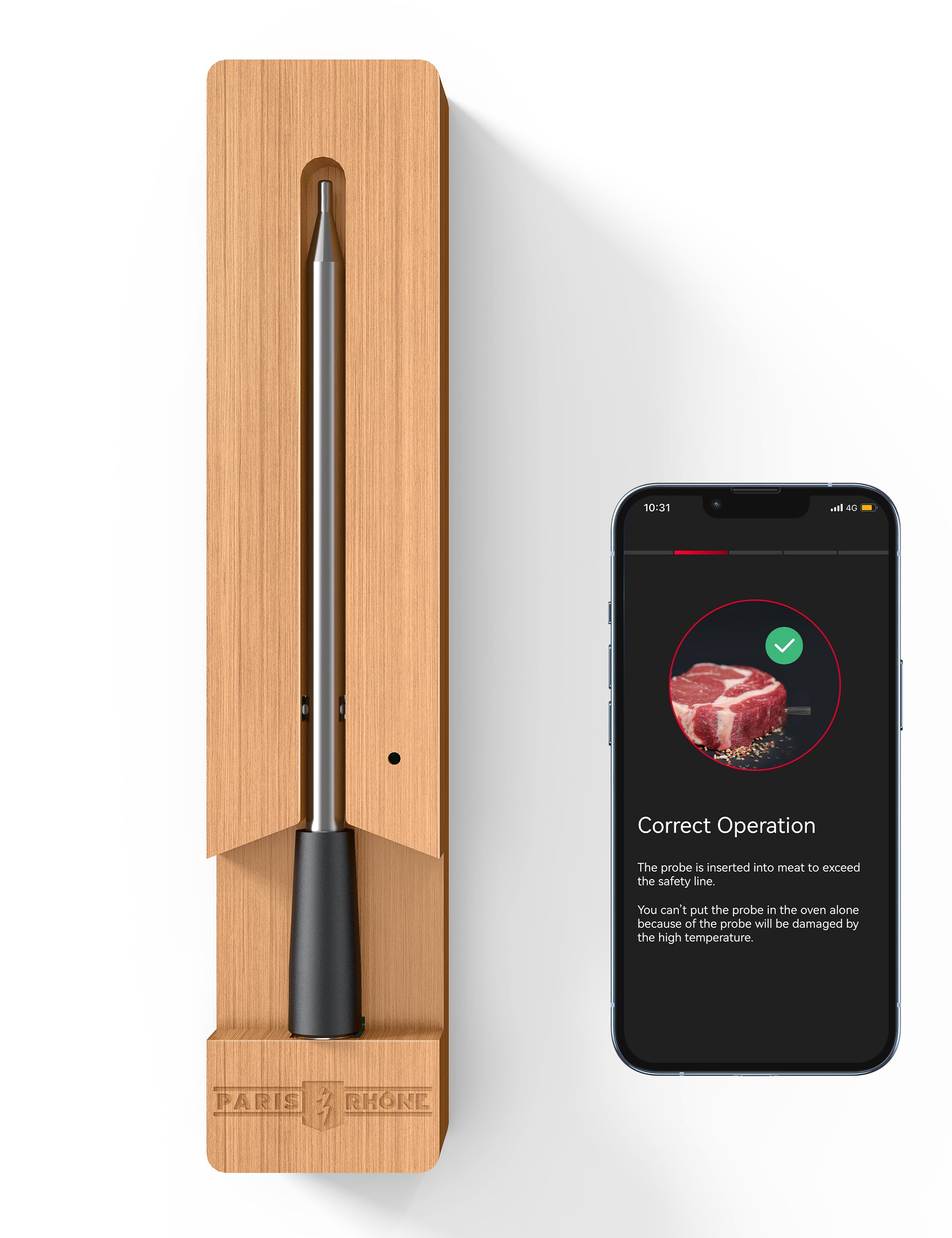 Meat Thermometer TM001, Advanced APP Cooking Guides Wireless