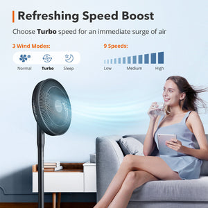 Pedestal Fan 010, with Remote, 3 Wind Modes, 12 Speed Levels WM-