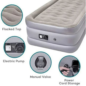 Air Mattress Twin Size with Built-in Pump, Blow Up Inflatable Airbed with a Storage Bag, Height 19"