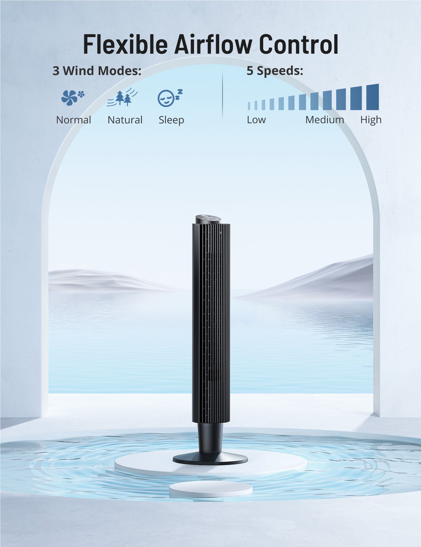Oscillating Tower Fan TF005, 42” or 36” Height Adjustable