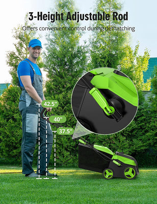 SWIPESMITH 16-Inch 15 Amp Electric Dethatcher Scarifier, Lawn Dethatcher with 5-Position Depth Adjustment SI-TH002