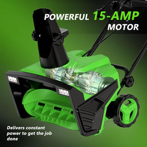 SWIPESMITHE 15-Amp 20-Inch Electric Snow Blower, 3000 Rotating Speed Corded with Dual LED Lights
