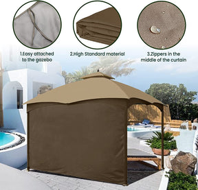 OLILAWN 10' x 12' Gazebo Universal Replacement Privacy Curtain,  Privacy Canopy Side Wall