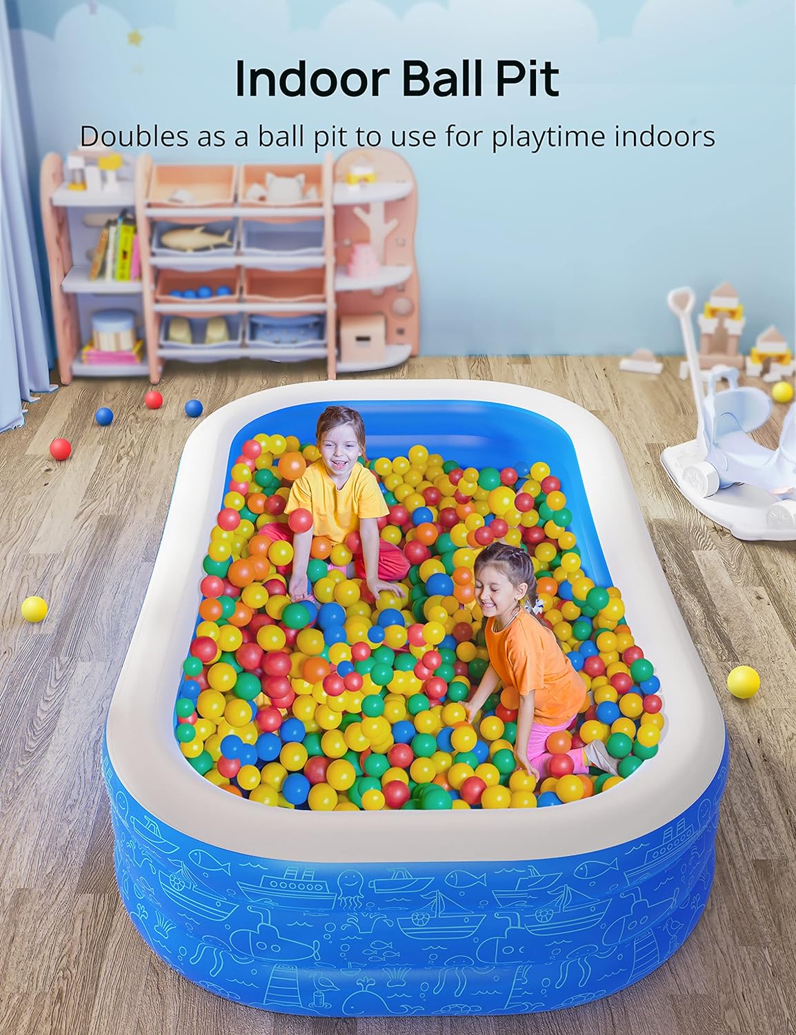TaoTronics x Evajoy EJ-HF021 Inflatable Outdoor Family Large Swimming Pool, 119" x 72" x 20"