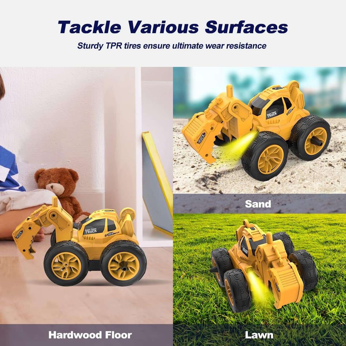 KATTUN Construction Vehicles Toy, 360° Flip and Rotation Remote Control Excavator Truck, 2.4Ghz RC Car