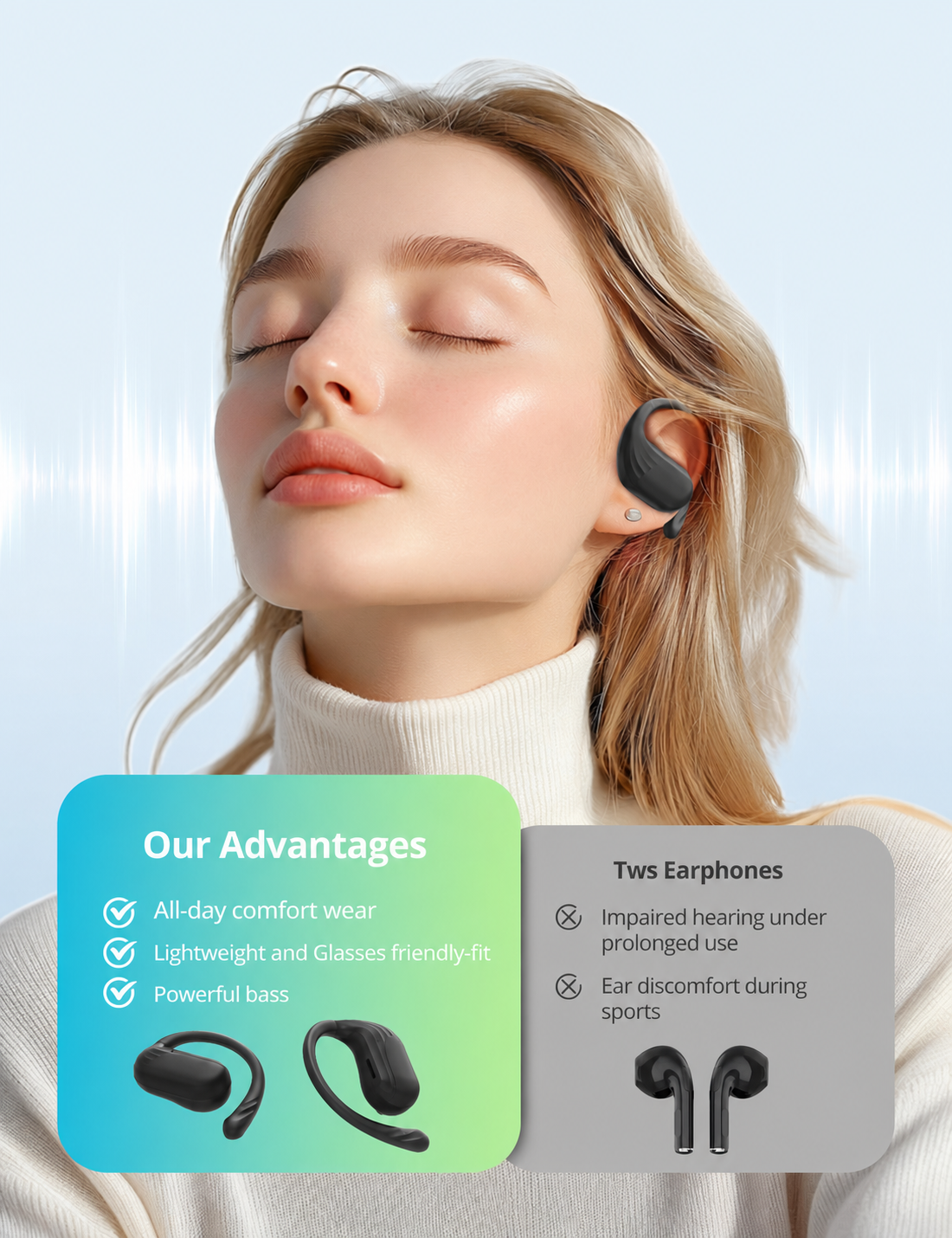 TaoTronics RP-BH1016 Open-Ear Earbuds – Feather-Light Comfort for an Effortless Active Lifestyle