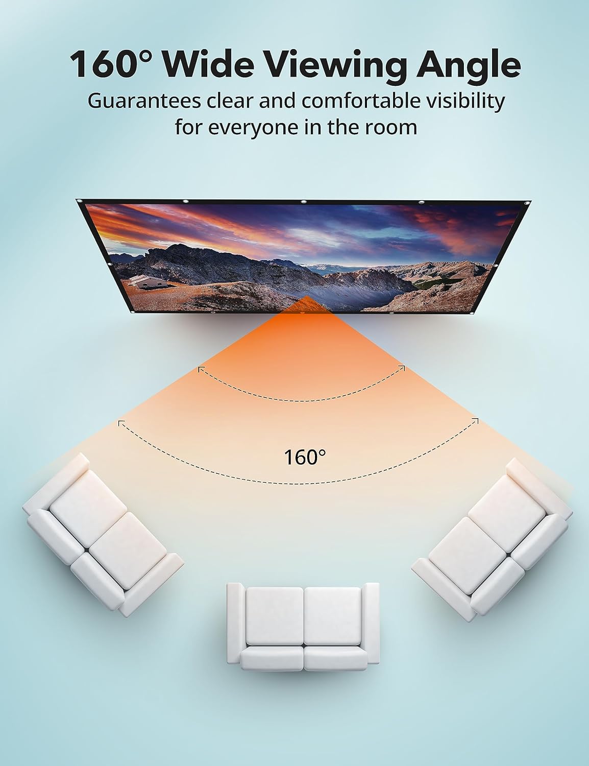 TaoTronics Projector Screen, 120 inch Portable Projector Screen Indoor Outdoor Projection Screen 16:9 4K HD Wrinkle-Free Foldable Movie Screen