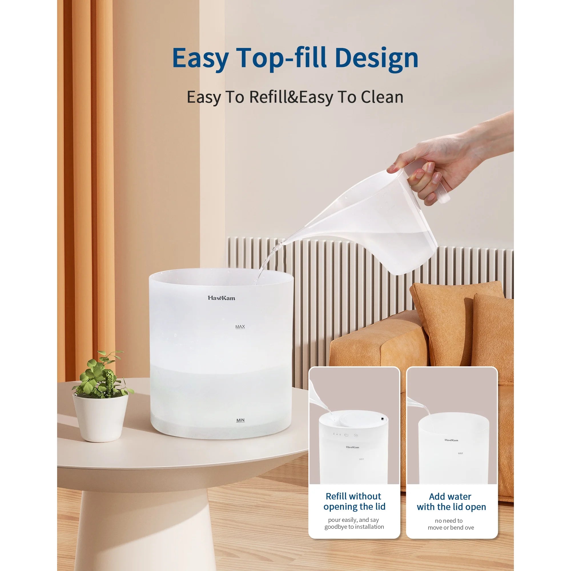 TaoTronics Humidifiers for Bedroom, 3.5L Cool Mist Humidifiers with Easy to Top Fill and Clean, Auto Shut-off, BPA-Free & 26H Runtime, Air Humidifier for Home Large Room Baby Nursery Plants & Offices WM