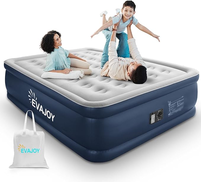 Evajoy Air Mattress with Built in Pump, 18'' Inflatable Mattress Double High with 3 Mins Quick Self-Inflation