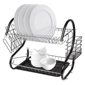 Large Dish Drying Rack with Drainboard, 2 Tier Stainless Steel Drying Racks for Kitchen Counter