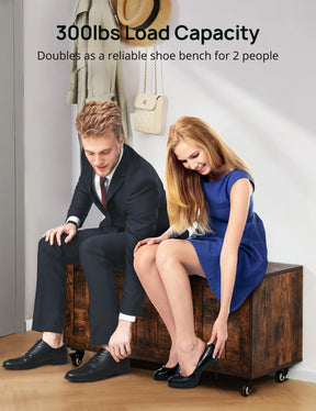 Evajoy Storage Chest, 39.4'' Wooden Storage Bench with 2 Safety Hinges, Shoe Bench with Wheels 2023