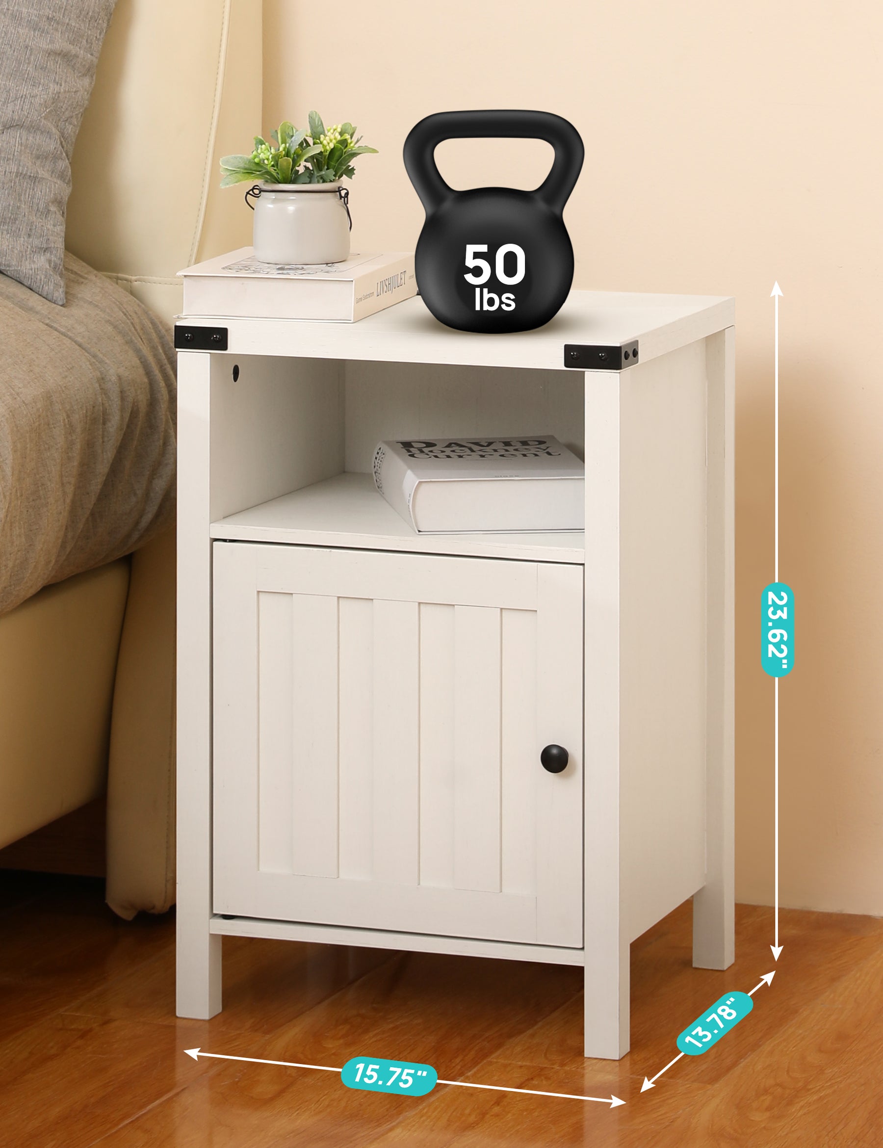 Evajoy Nightstand with Charging Station, Side Table with RGB Light Strip, Modern End Table Beside Table with USB Ports and Outlets 2024