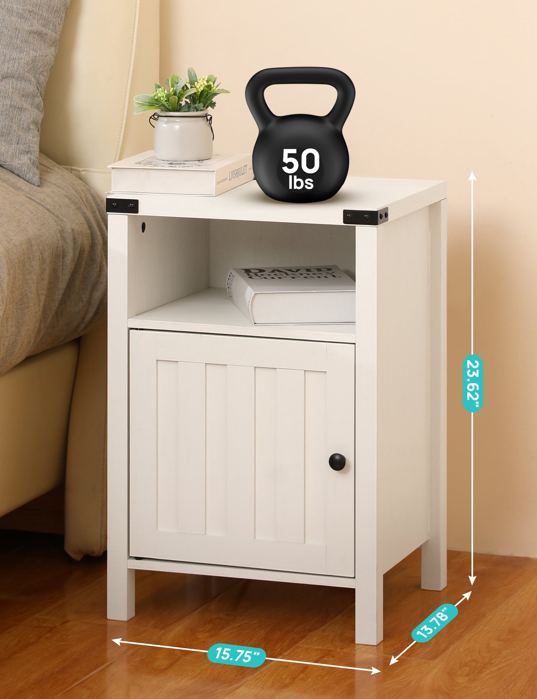 Nightstand with Charging Station, Side Table with RGB Light Strip, Modern End Table Beside Table with USB Ports and Outlets