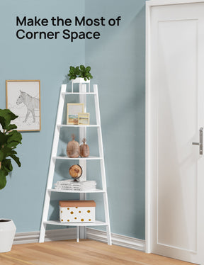 Tall Corner Shelf, 5-Tier Corner Bookshelf