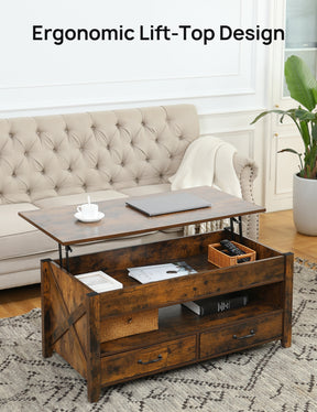 Evajoy Lift Top Coffee Table, Modern Coffee Table with 2 Storage Drawers and Hidden Compartment