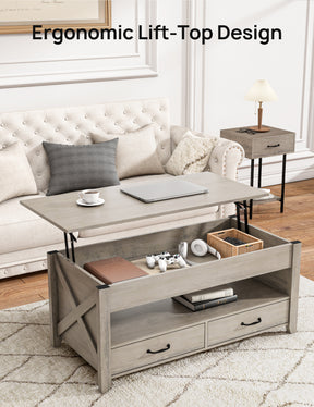 Evajoy Lift Top Coffee Table, Modern Coffee Table with 2 Storage Drawers and Hidden Compartment 2024