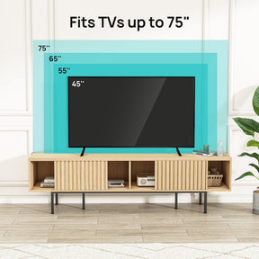 Evajoy TV Stand, Wood Entertainment Center with Storage Shelves Cabinet, 70'' Mid Century Modern Television Stand 2024