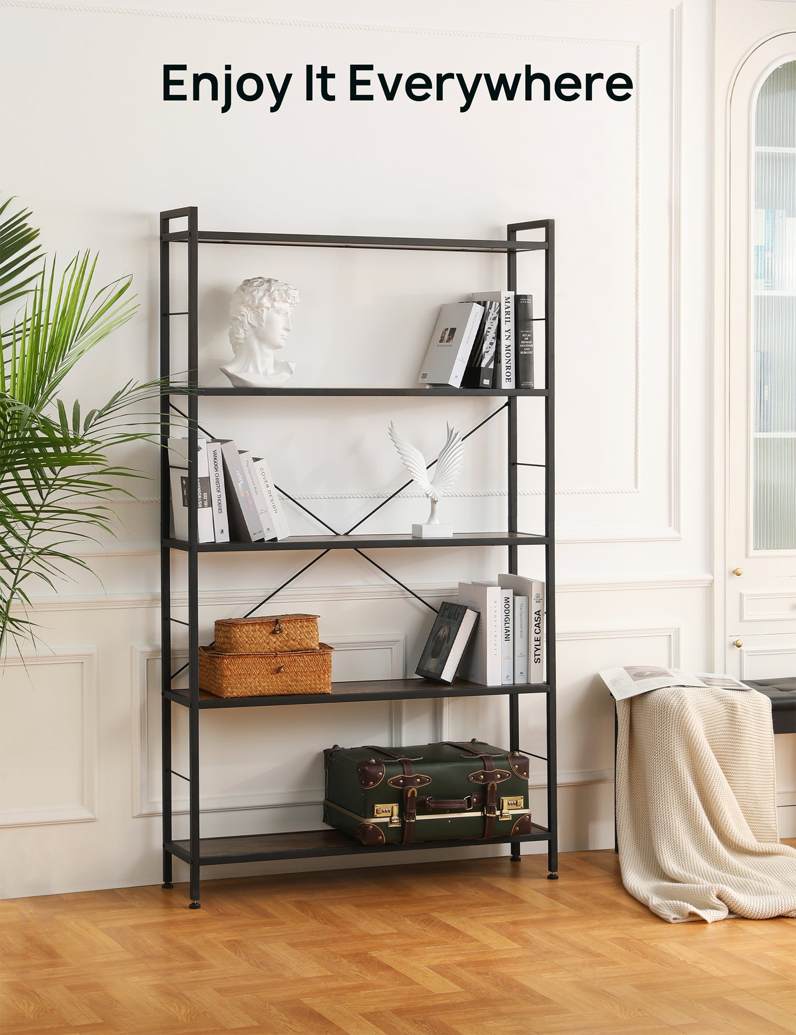 5-Shelf Bookcase, Modern Freestanding Bookshelf