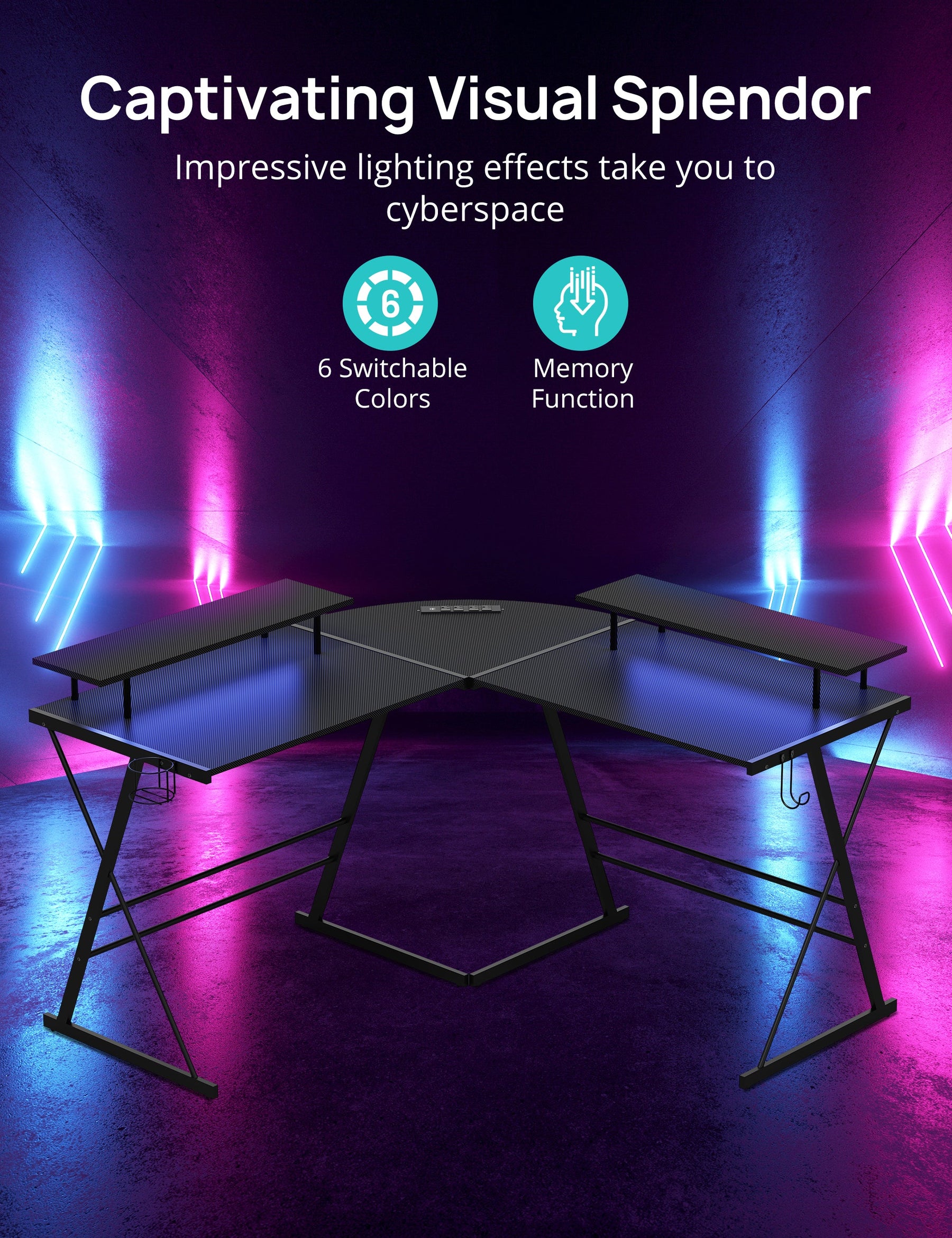 L-Shaped Gaming Desk, 50.4" Gaming Desk