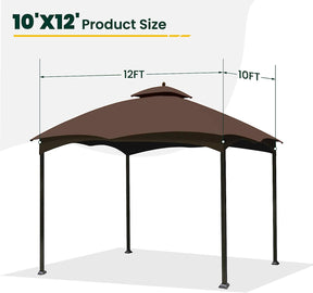 OLILAWN 10' x 12' Outdoor Gazebo Replacement Canopy Top, Double-Tier Gazebo Roof Cover