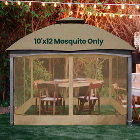 OLILAWN 10' x 12' Gazebo Universal Replacement Mosquito Netting,  Outdoor 4-Panel Sidewall Curtain