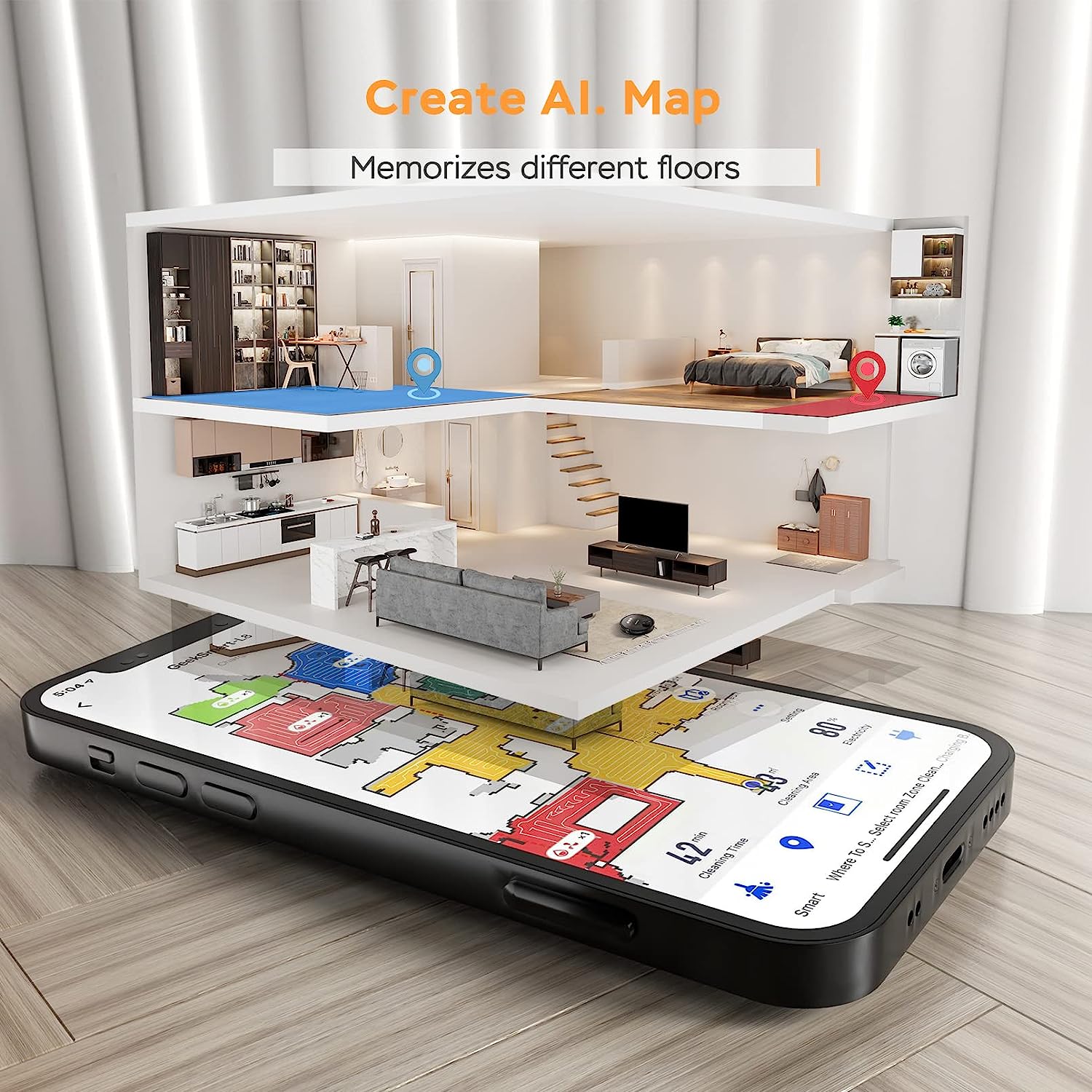 Geek Smart L8 Laser Robot Vacuum Cleaner , LDS Navigation, MAX 2700 PA Suction, Wi-Fi Connected APP