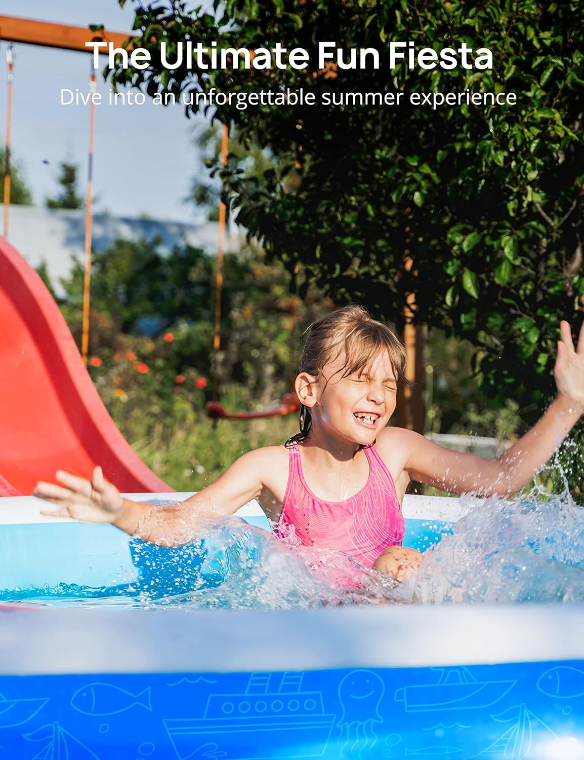 TaoTronics x Evajoy EJ-HF021 Inflatable Outdoor Family Large Swimming Pool, 119" x 72" x 20"