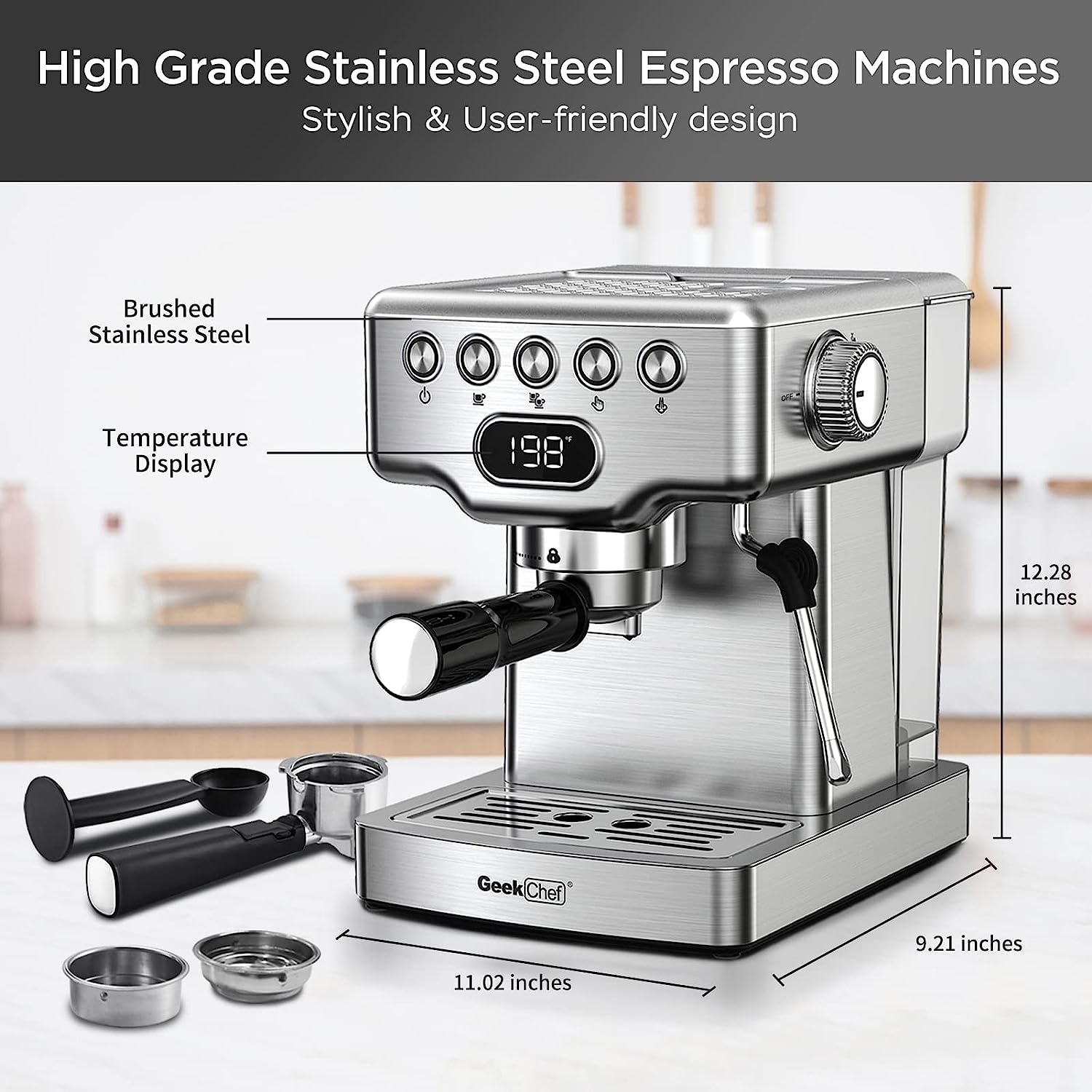 Geek Chef Espresso Machine, Espresso&Cappuccino Latte Maker 20 Bar