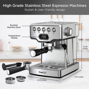 Geek Chef Espresso Machine,20 bar espresso machine with milk frother for latte,cappuccino