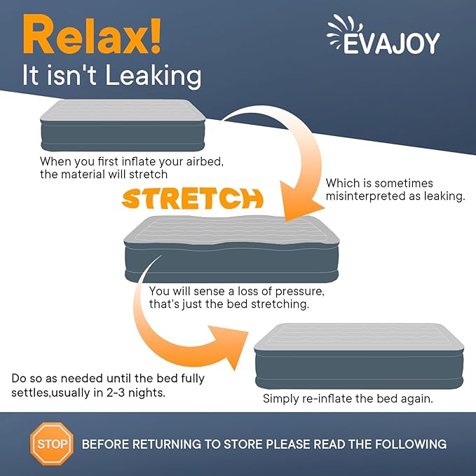 Evajoy Air Mattress with Built in Pump, 18'' Inflatable Mattress Double High with 3 Mins Quick Self-Inflation WM
