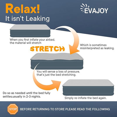 Evajoy Air Mattress with Built in Pump, 18'' Inflatable Mattress Double High with 3 Mins Quick Self-Inflation WM