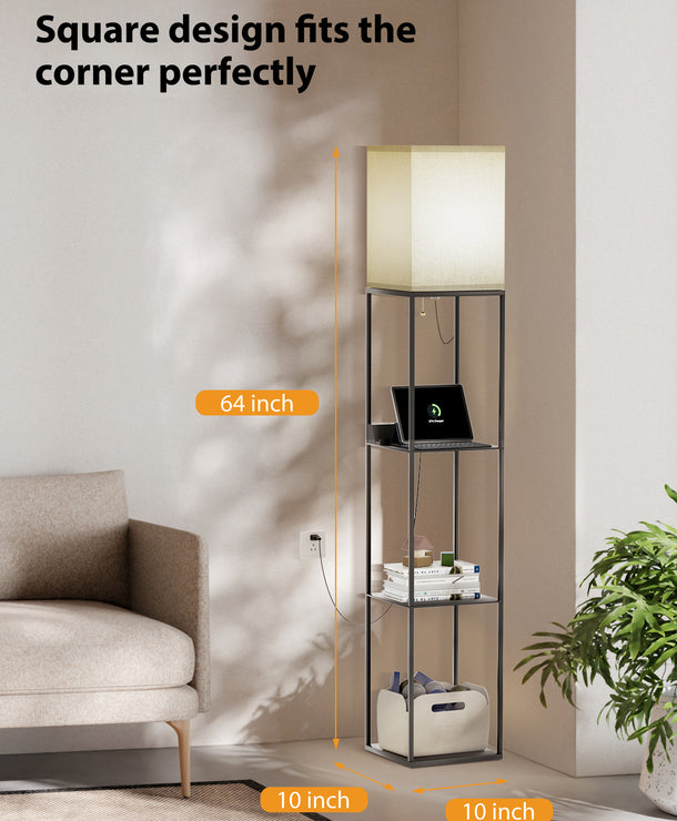 TaoTronics NB-DL003 Smart RGB Floor Lamp with Shelves, Dimmable Standing Corner Lamp with Wireless Charging, App & Voice Control