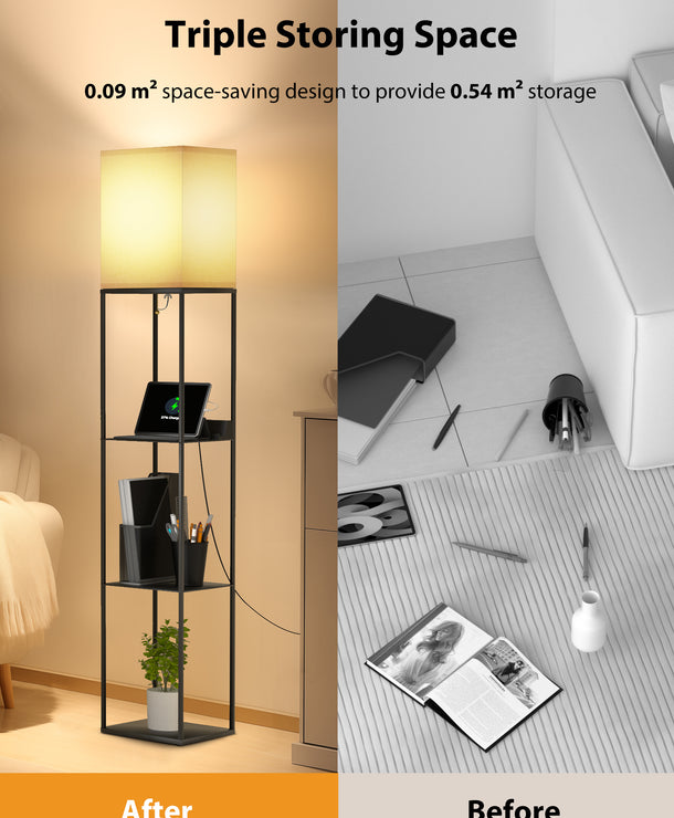 TaoTronics NB-DL003 Smart RGB Floor Lamp with Shelves, Dimmable Standing Corner Lamp with Wireless Charging, App & Voice Control