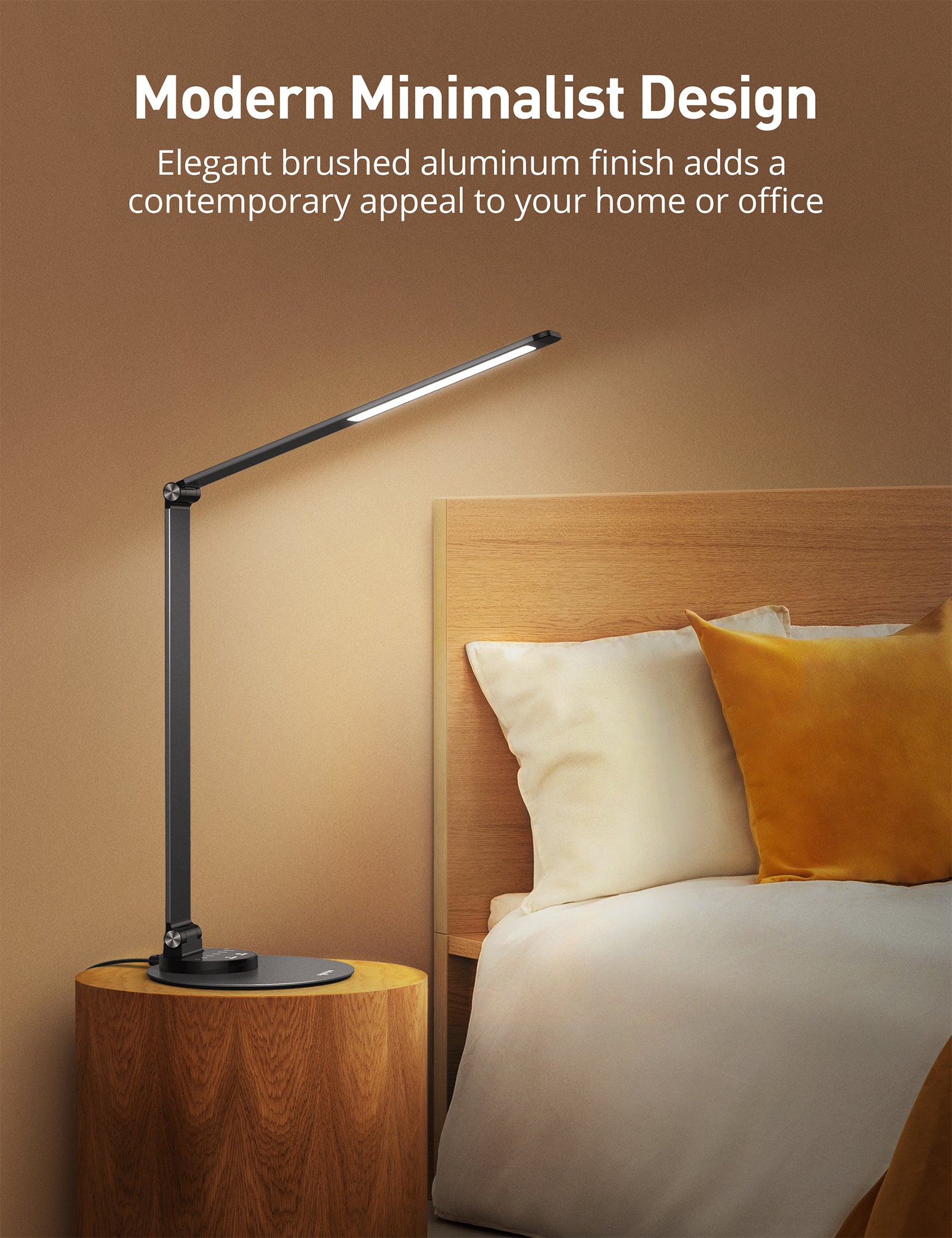 TaoTronics LED Table Lamp SP-DL007, Aluminum Alloy Dimmable Lamp With 3 Color Modes