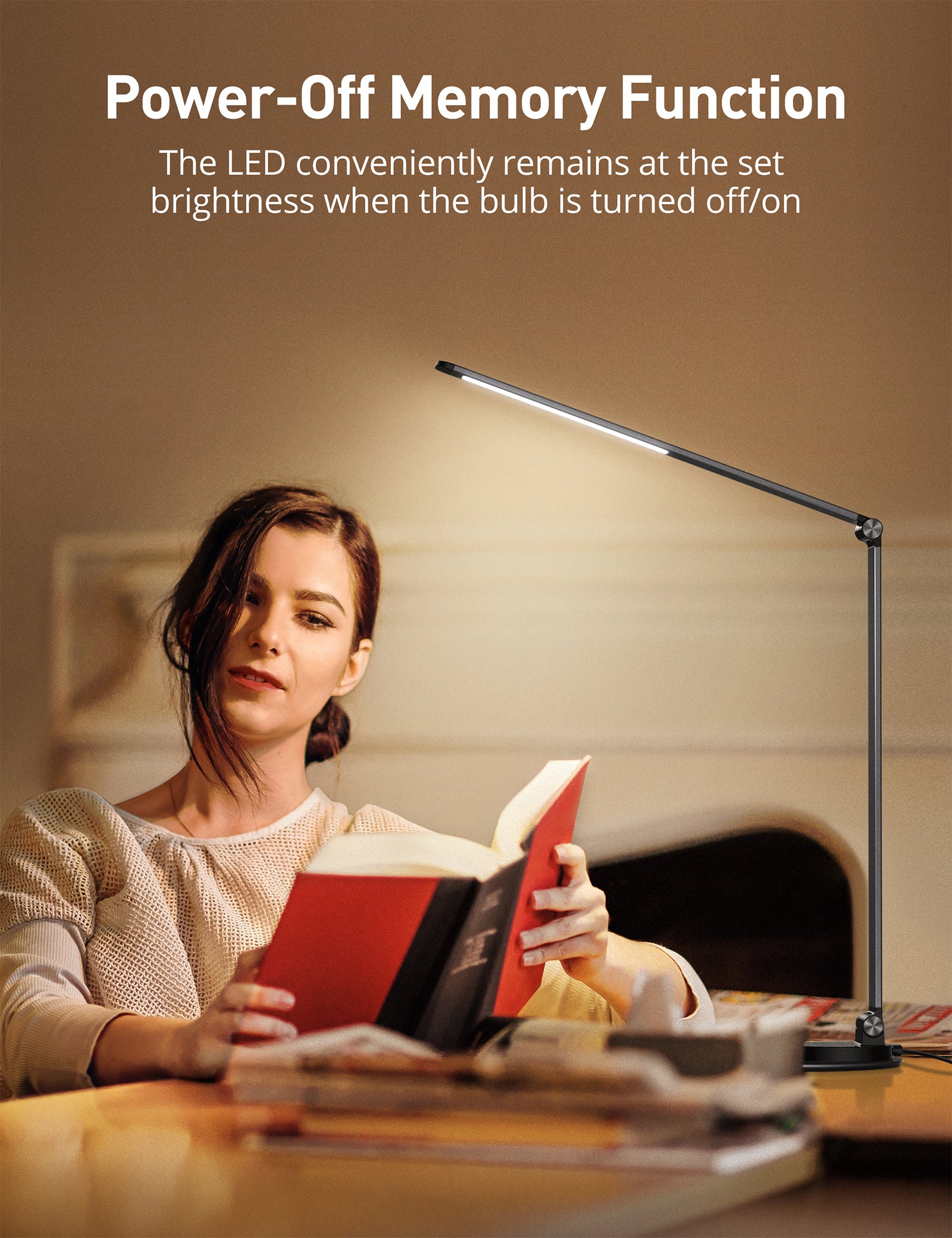 TaoTronics LED Table Lamp SP-DL007, Aluminum Alloy Dimmable Lamp With 3 Color Modes