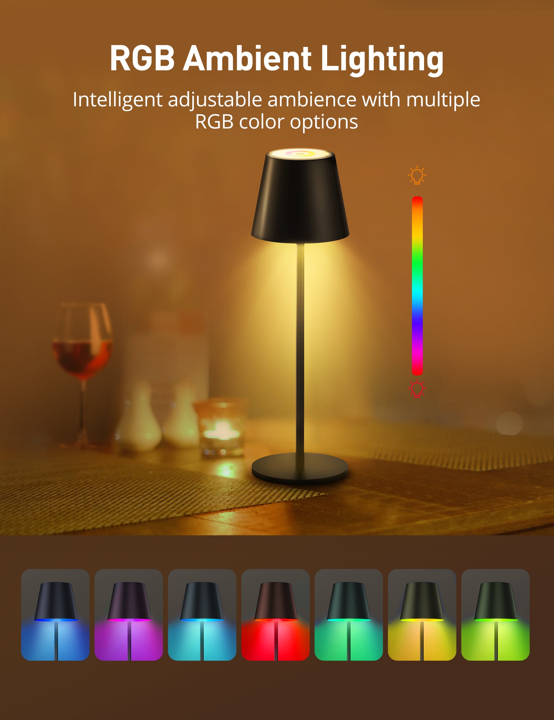 Sympa Cordless Table Lamp, Type-C Rechargeable Table Lamp with Smooth