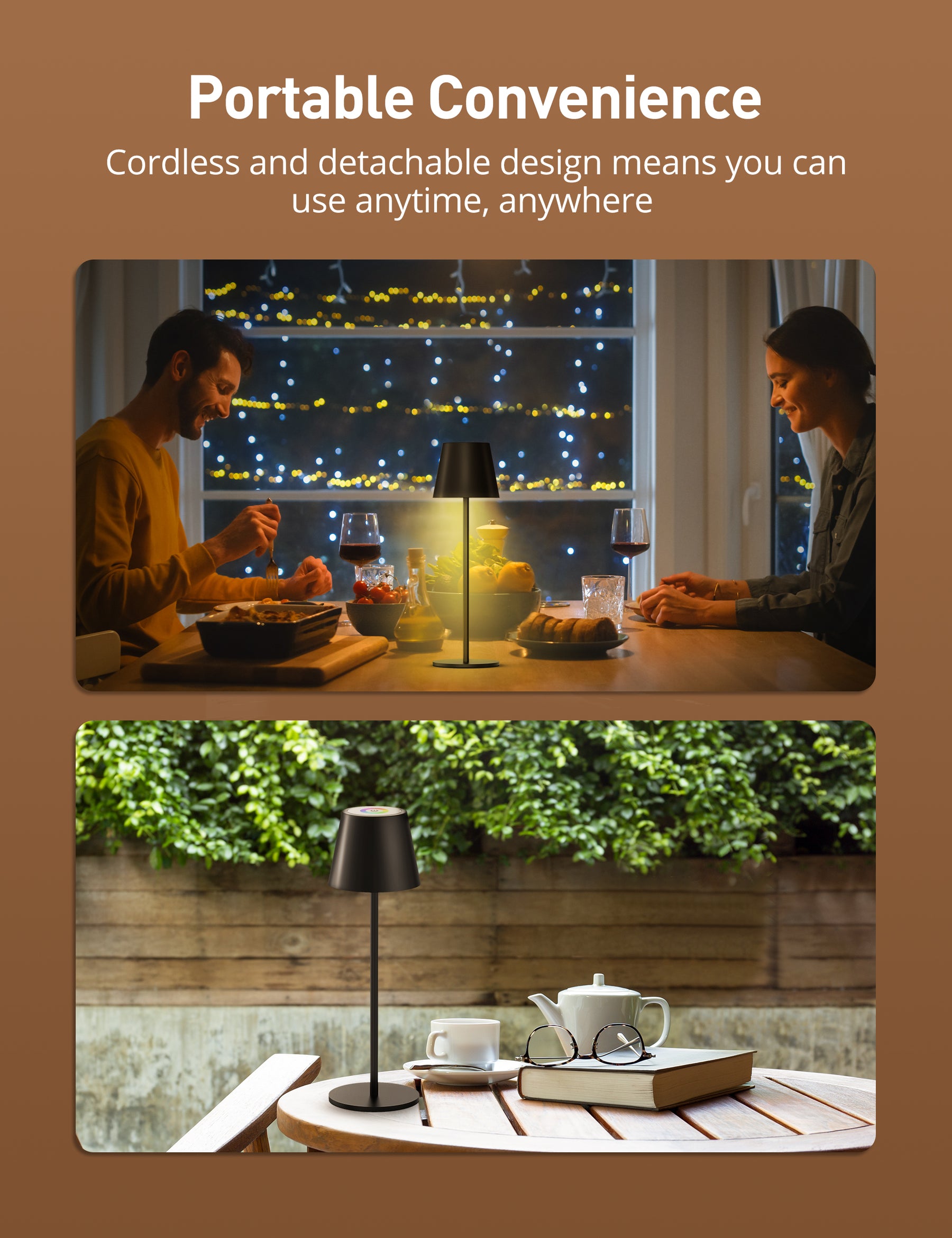 Sympa Cordless Table Lamp, Type-C Rechargeable Table Lamp with Smooth