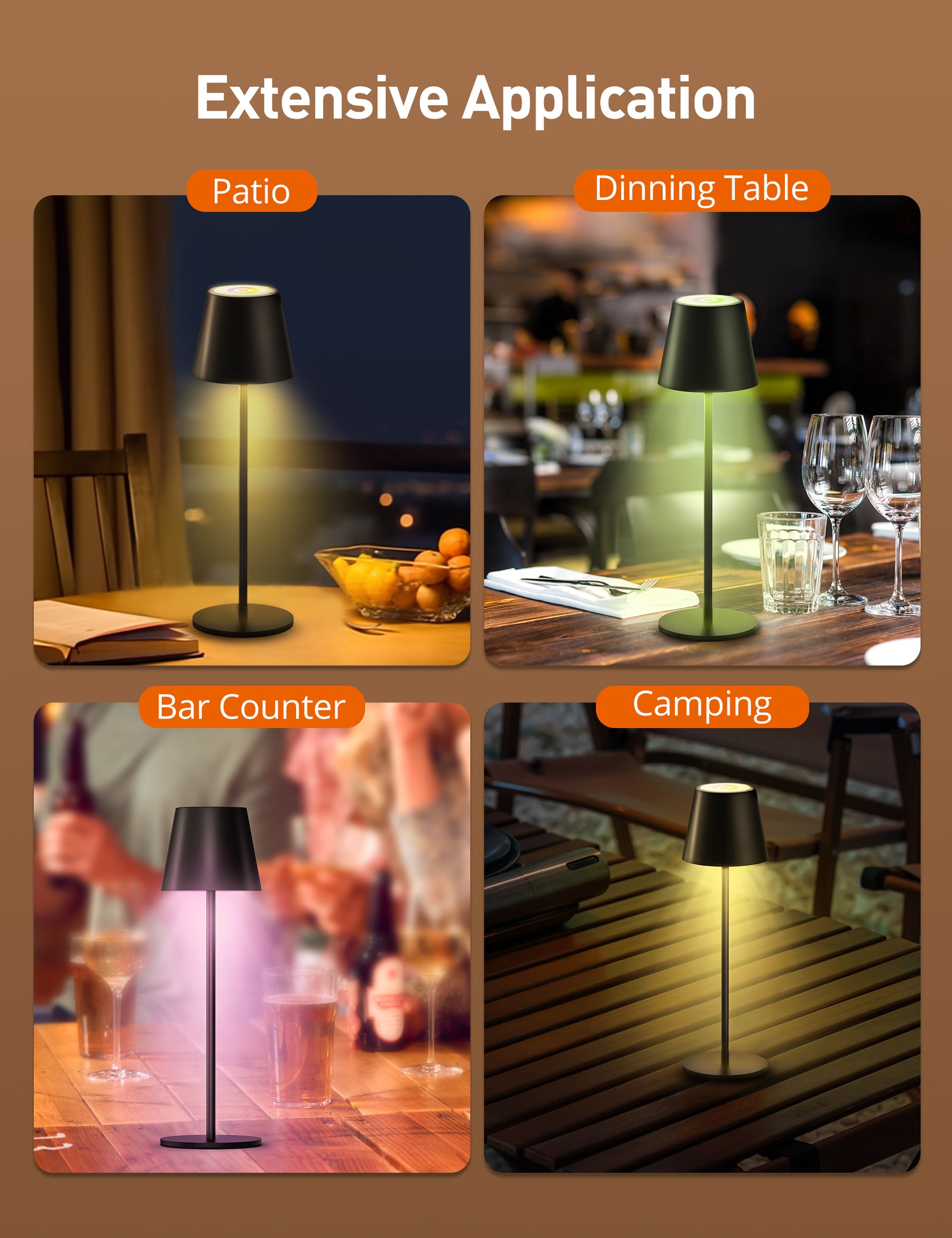 Sympa Cordless Table Lamp, Type-C Rechargeable Table Lamp with Smooth
