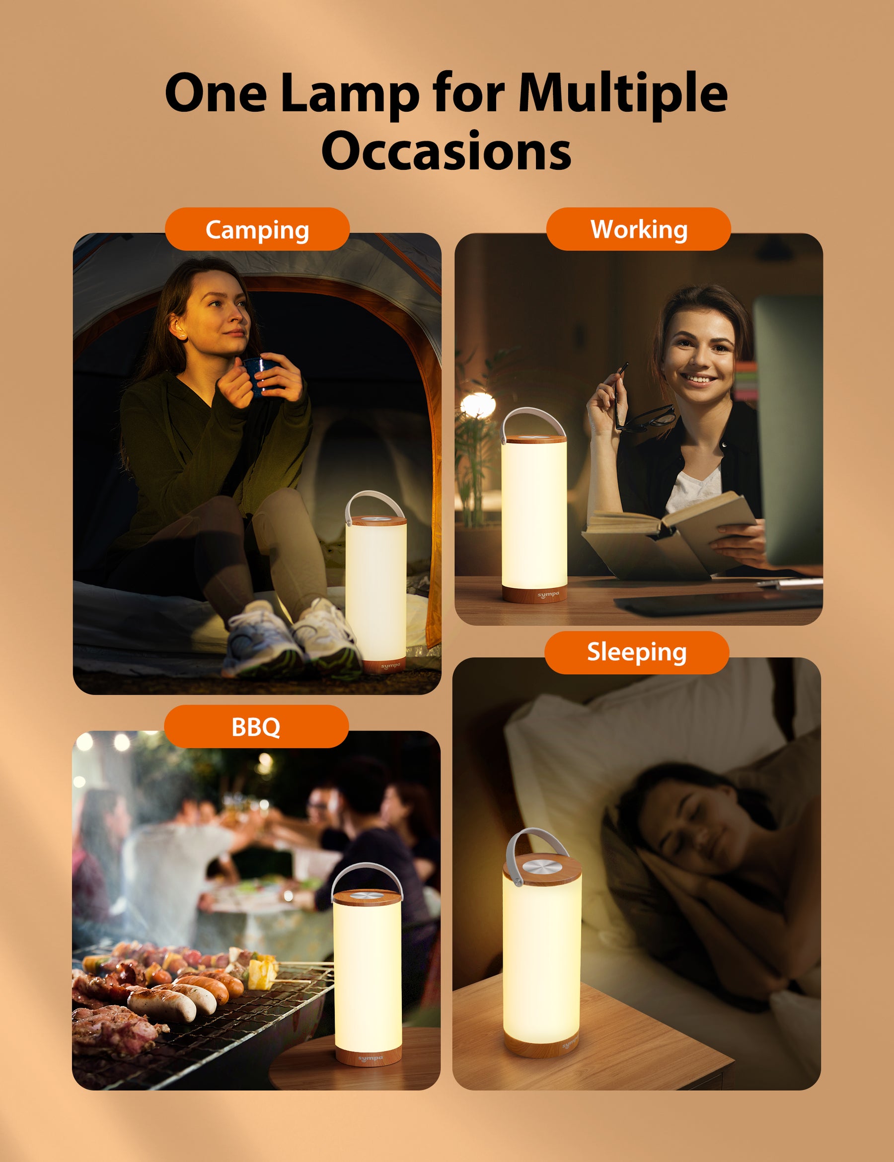 LED Table Lamp with Ultra-Portable Lamp with Smart Touch Sensor 4000mAh  Battery Capacity