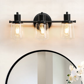 TaoTronics Design Glass Vanity Lighting Fixtures, 3-Light Vanity Light, Bathroom Lighting with Clear Glass Lampshade