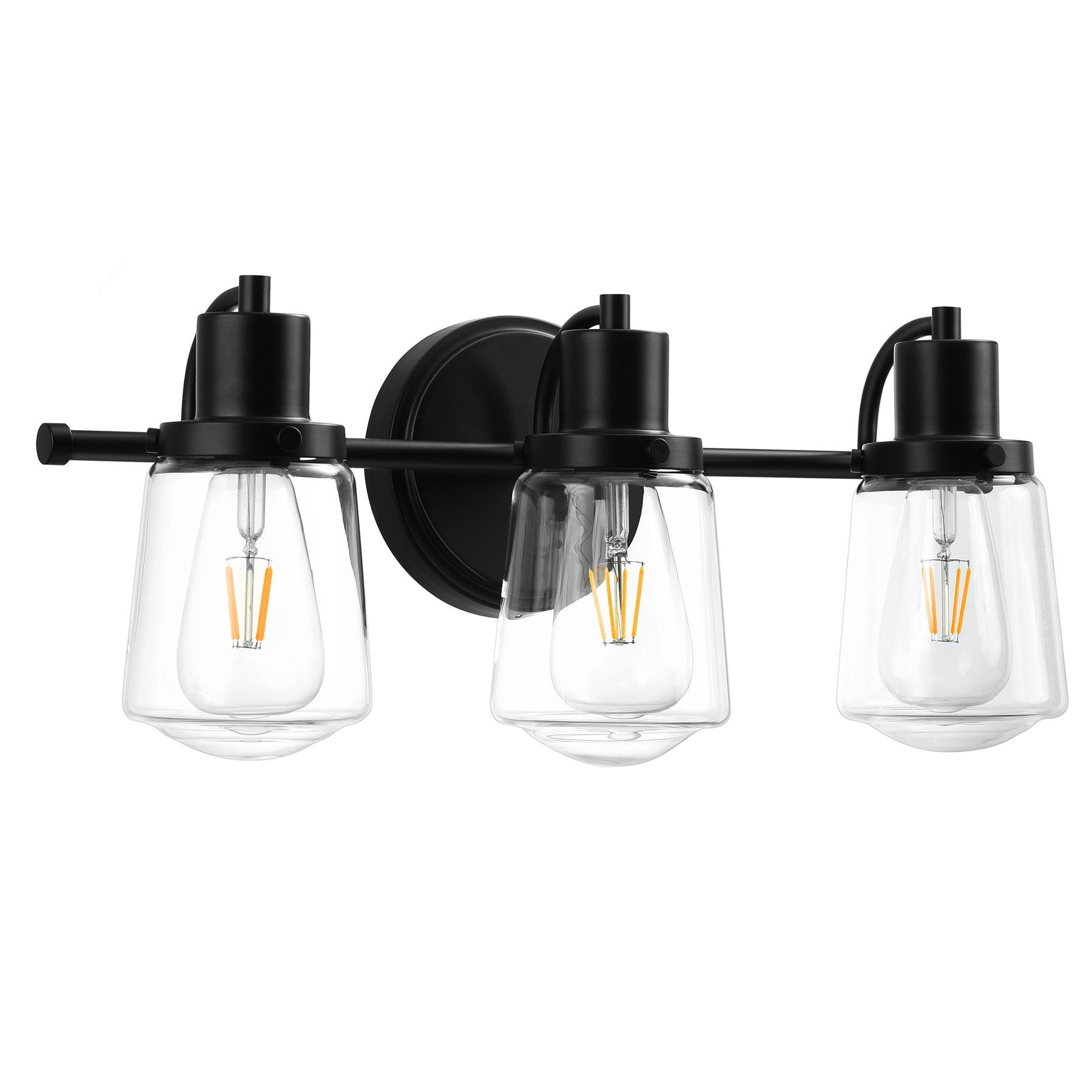 TaoTronics Design Glass Vanity Lighting Fixtures, 3-Light Vanity Light, Bathroom Lighting with Clear Glass Lampshade