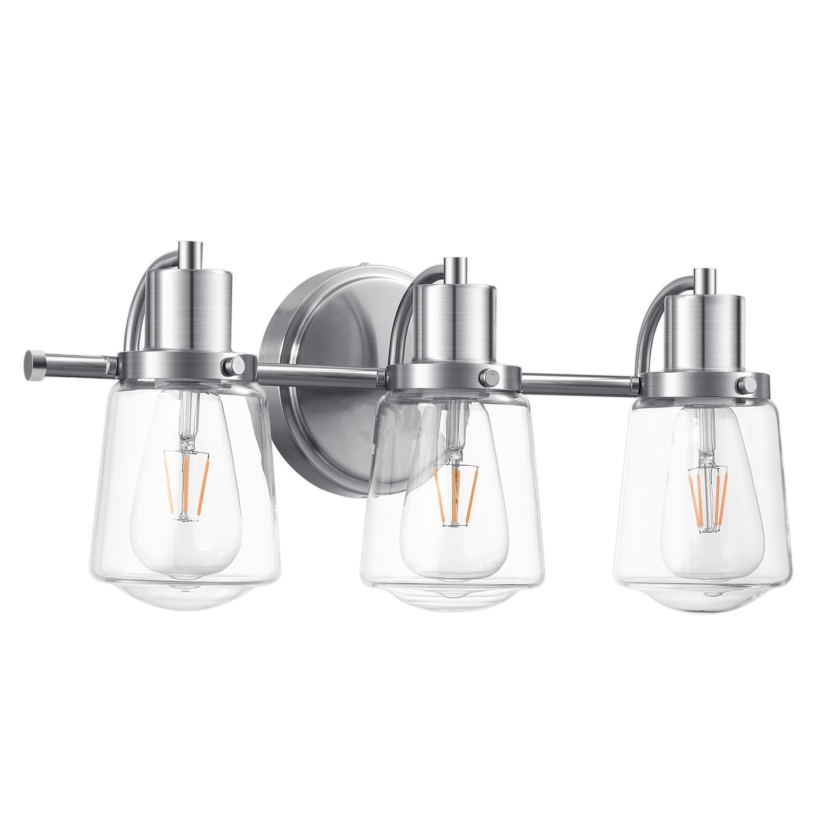 TaoTronics Design Glass Vanity Lighting Fixtures, 3-Light Vanity Light, Bathroom Lighting with Clear Glass Lampshade