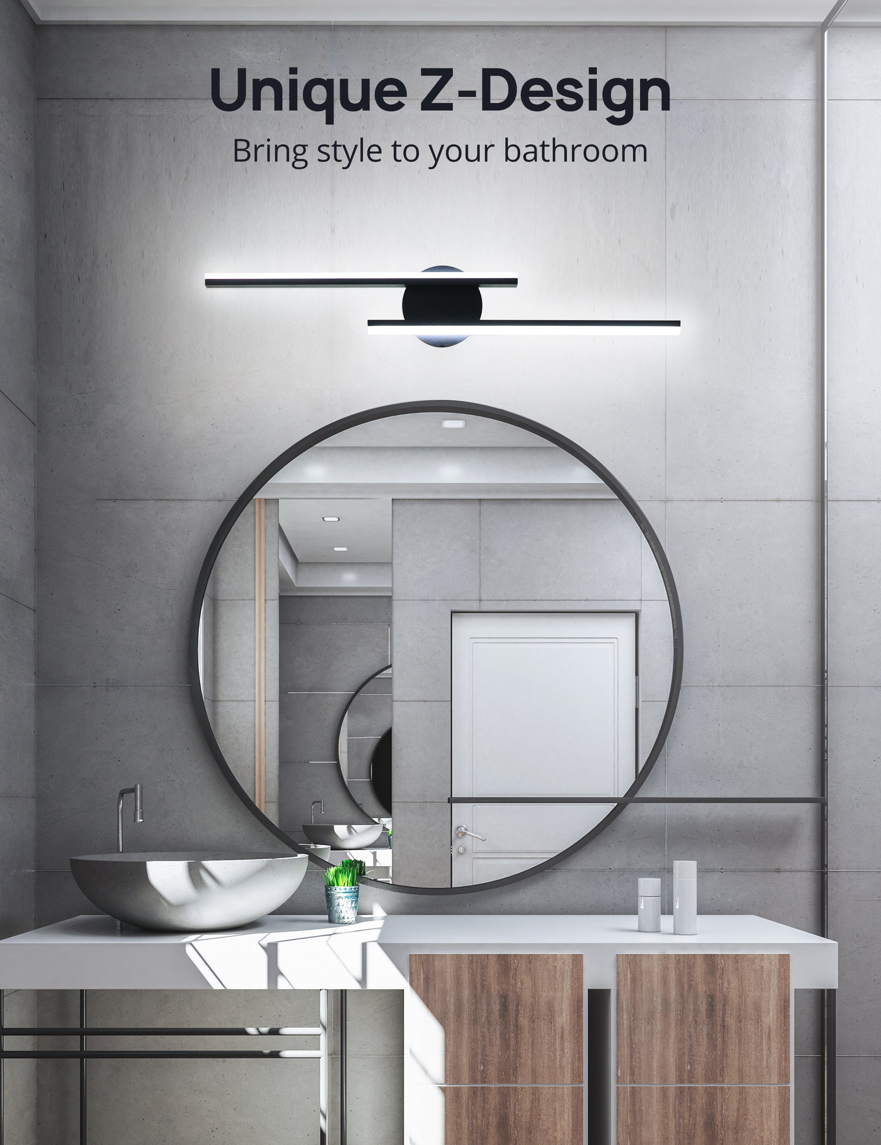 TaoTronics 28in Dimmable Modern Black LED Vanity Light Fixtures for Bathroom Over Mirror Lighting