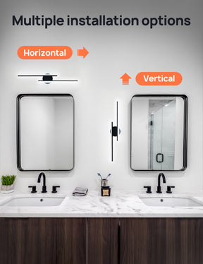 TaoTronics 28in Dimmable Modern Black LED Vanity Light Fixtures for Bathroom Over Mirror Lighting