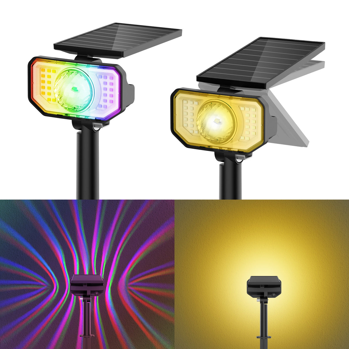 Solar Spotlights Outdoor,  2 Pack RGB Color Changing Landscape Path Lights, 26 LEDs Solar Powered Path Lights, IP65 Waterproof Outdoor Lights for Yard Garden Patio