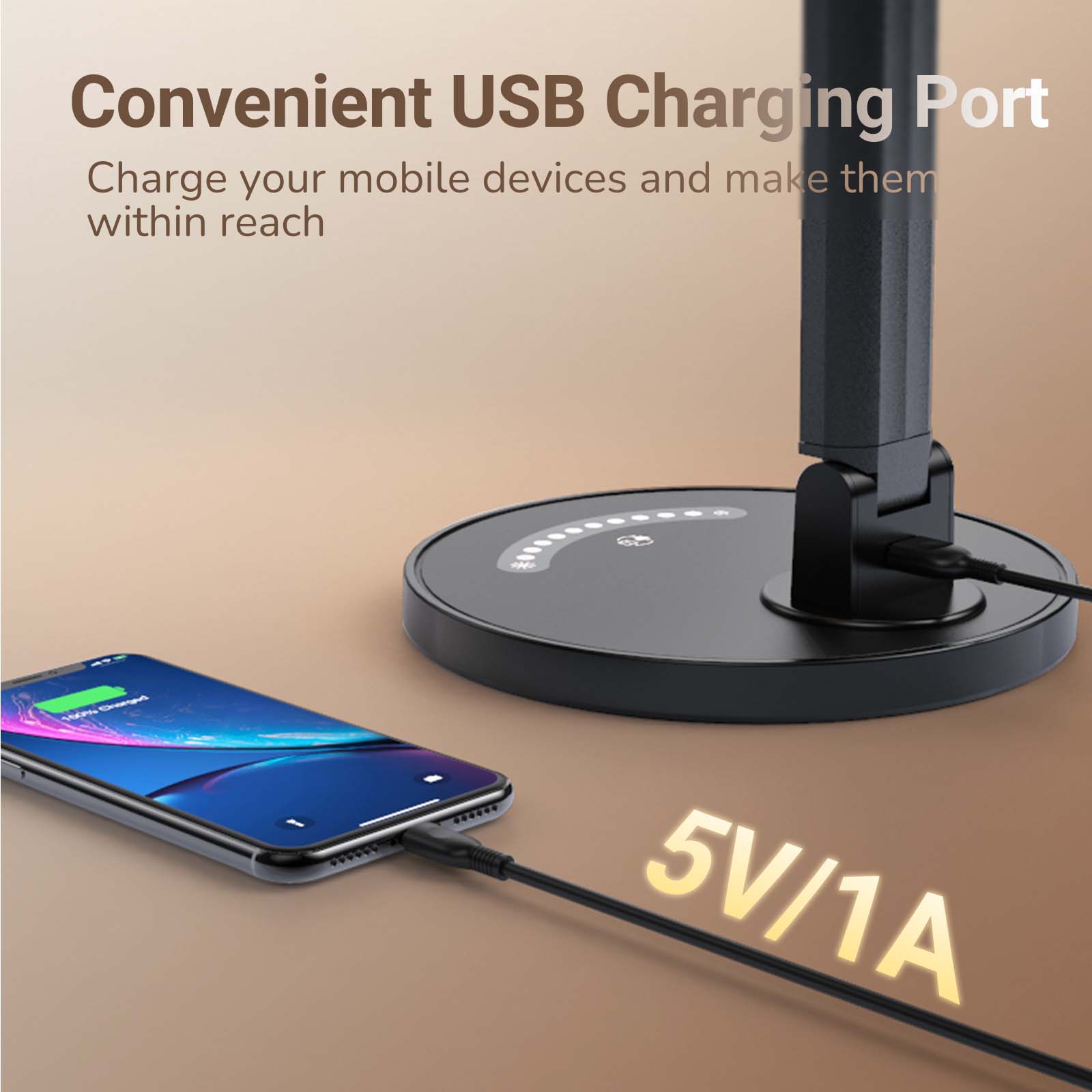 TaoTronics LED Desk Lamp TT-DL13 Office Table 35-Modes Lamps with Stable USB Charging Port & Touch Control