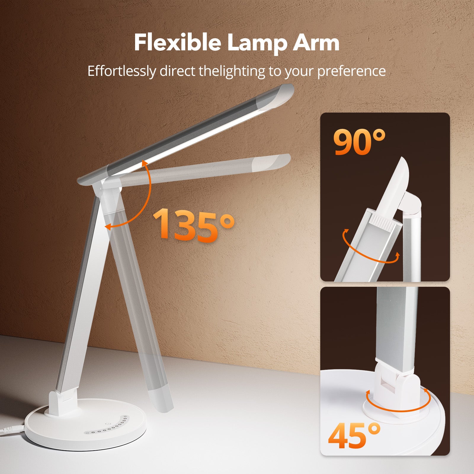 TaoTronics TT-DL13 LED Desk Lamp Office Table 35-Modes Lamps with Stable USB Charging Port & Touch Control