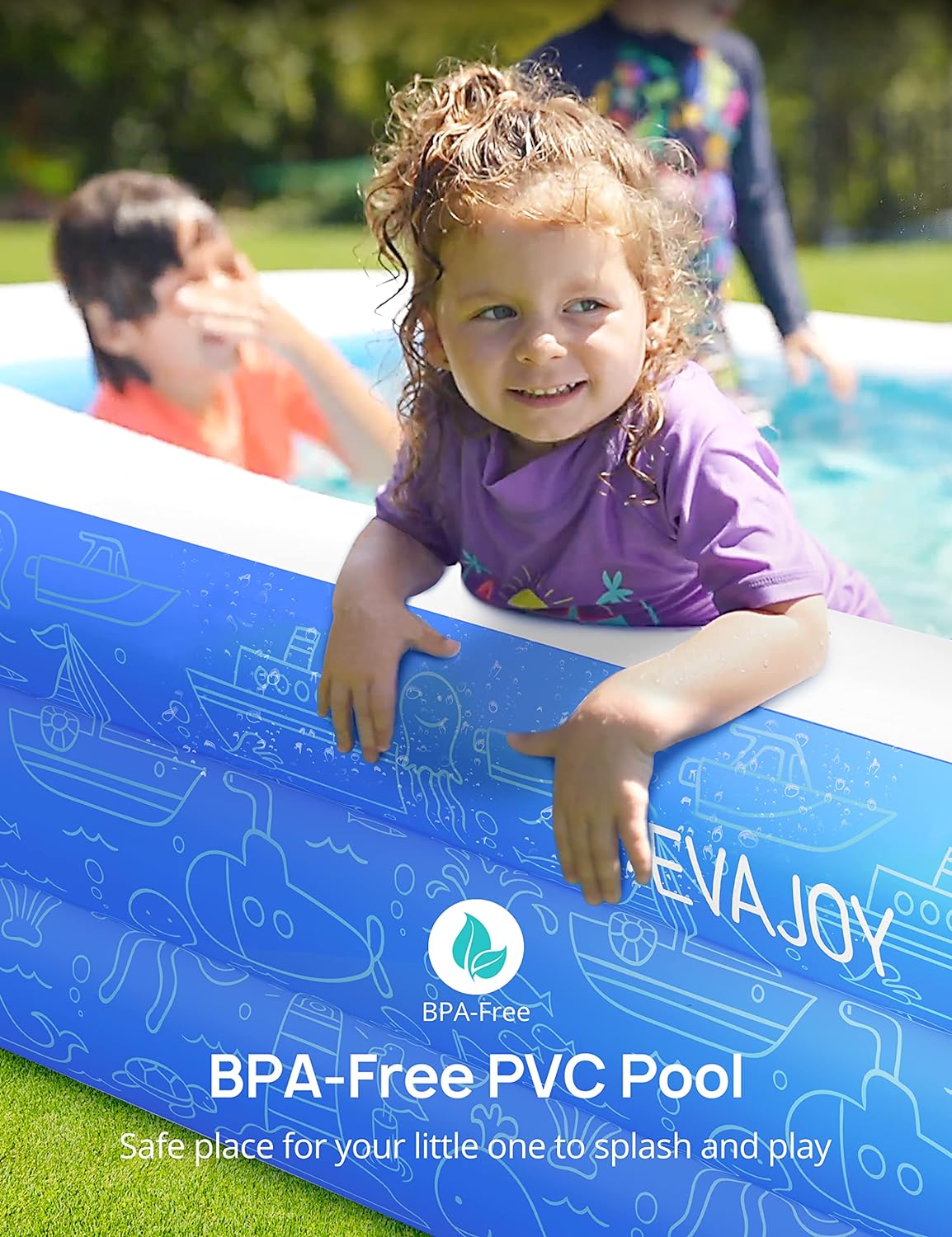TaoTronics x Evajoy EJ-HF021 Inflatable Outdoor Family Large Swimming Pool, 119" x 72" x 20"